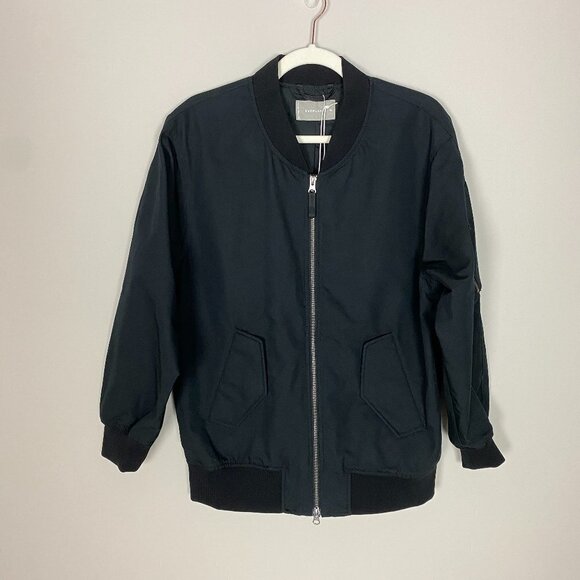 Everlane Bomber Jacket Black Womens XS Varsity Track - Picture 3 of 10
